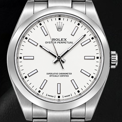 Rolex Oyster Perpetual 114300 39mm White Luminous Stick Dial Stainless Steel Watch