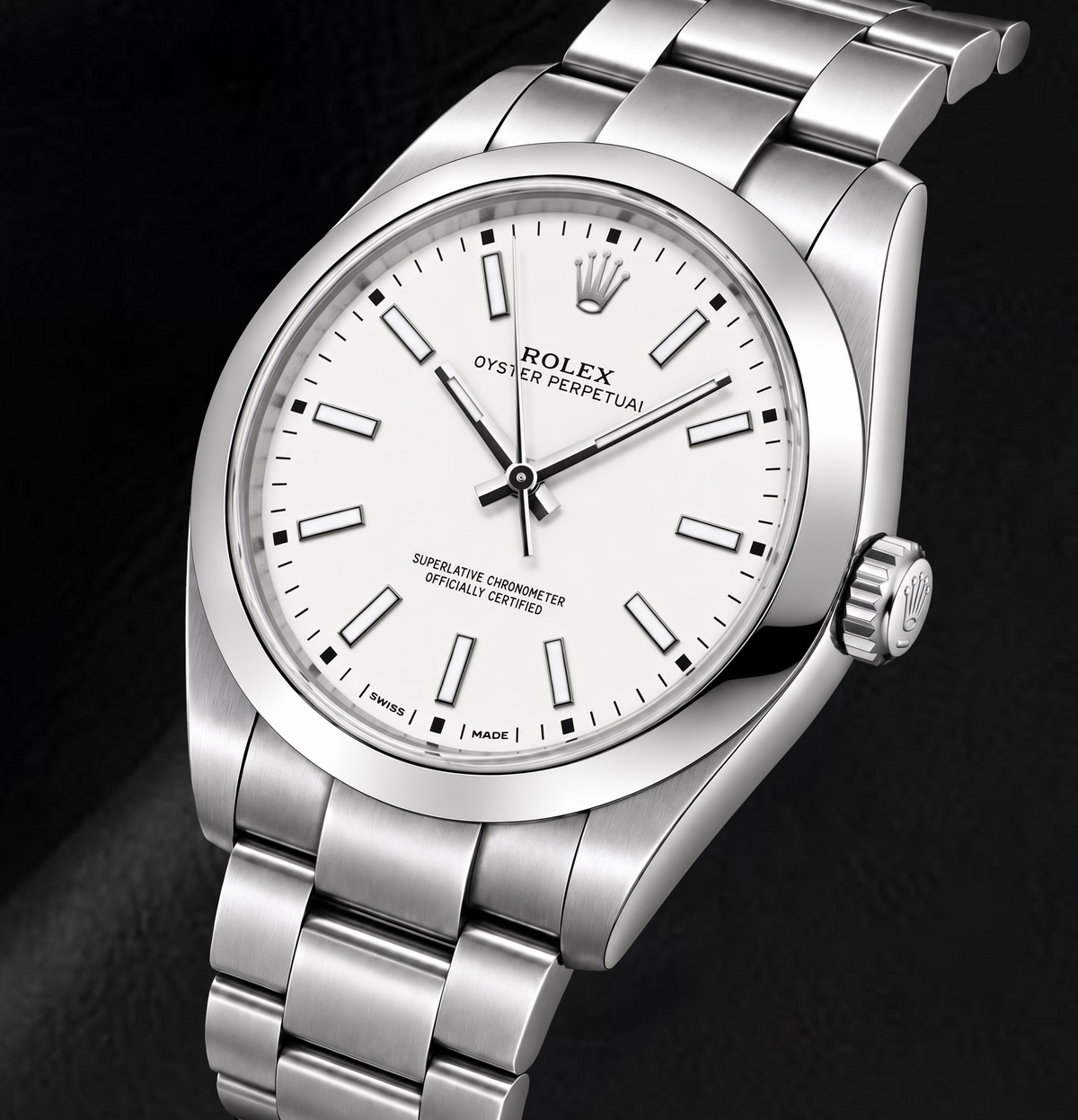 Rolex Oyster Perpetual 114300 39mm White Luminous Stick Dial Stainless Steel Watch