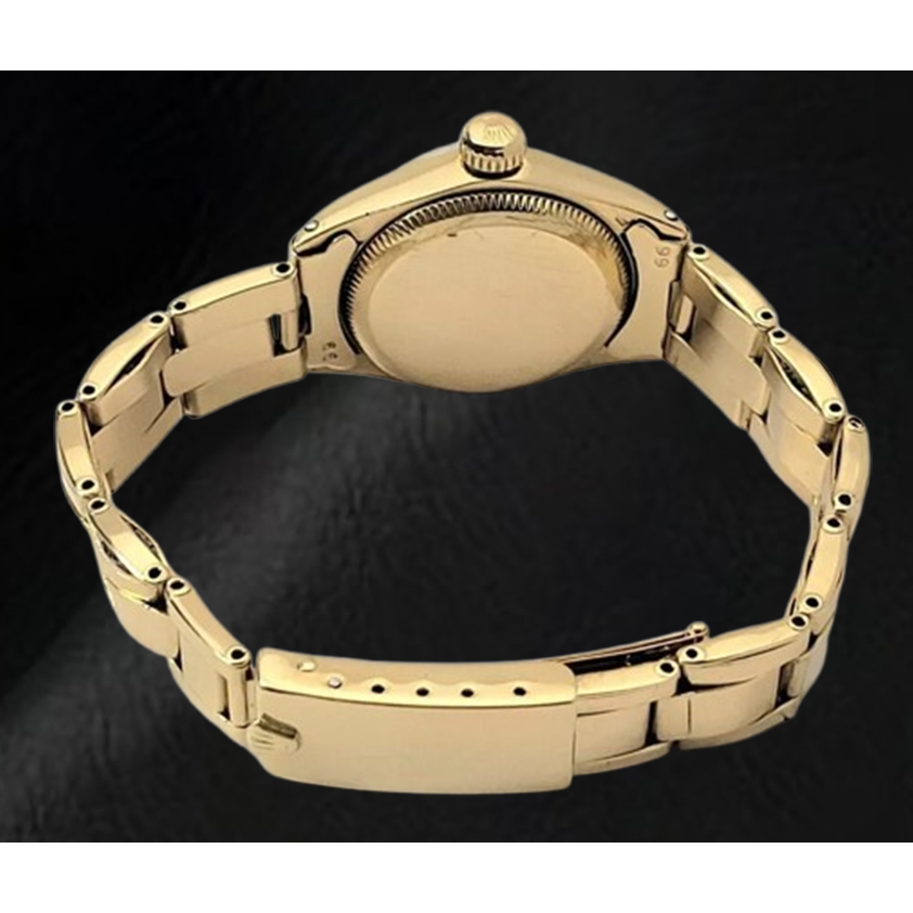 Rolex Oyster Perpetual 24 mm Champagne Stick Dial Watch Yellow Gold Oyster Bracelet