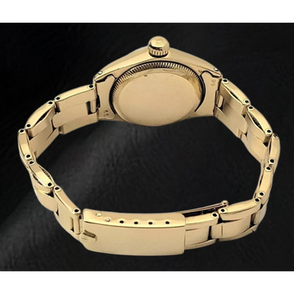 Rolex Oyster Perpetual 24 mm Champagne Stick Dial Watch Yellow Gold Oyster Bracelet