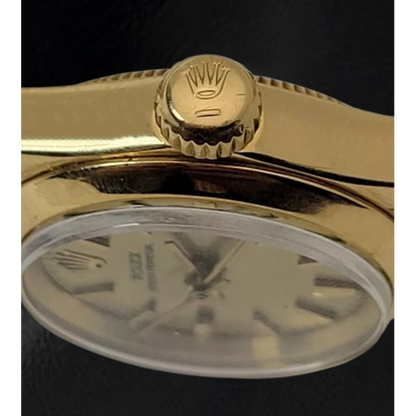 Rolex Oyster Perpetual 24 mm Champagne Stick Dial Watch Yellow Gold Oyster Bracelet