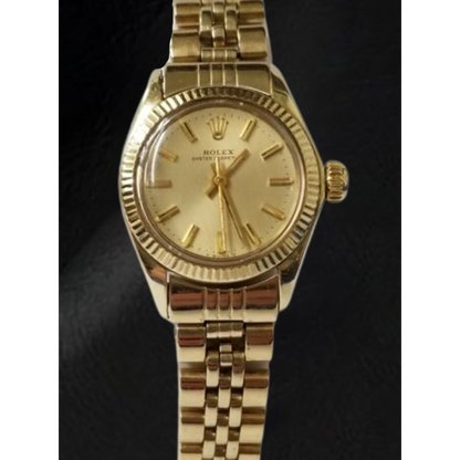 Rolex Oyster Prepetual 24 mm Champagne Stick Dial Yellow Gold Watch