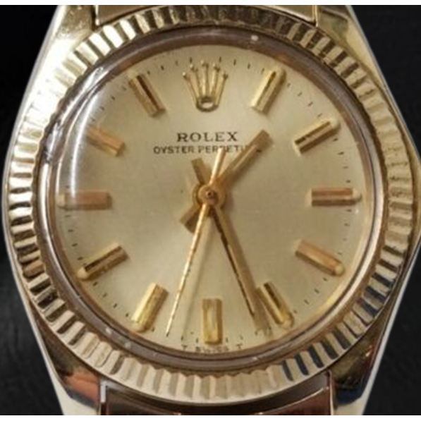 Rolex Oyster Prepetual 24 mm Champagne Stick Dial Yellow Gold Watch