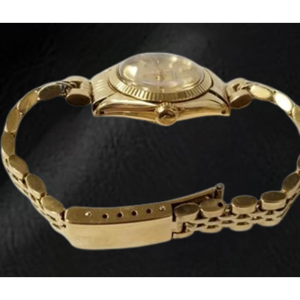 Rolex Oyster Prepetual 24 mm Champagne Stick Dial Yellow Gold Watch