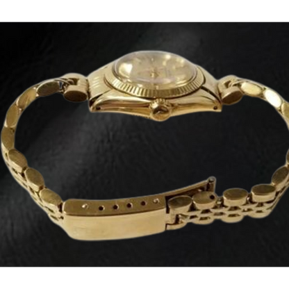 Rolex Oyster Prepetual 24 mm Champagne Stick Dial Yellow Gold Watch