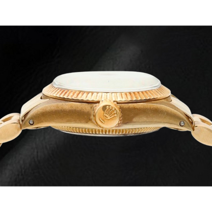 Rolex Oyster Perpetual 24 mm Champagne Stick Dial Yellow Gold Watch