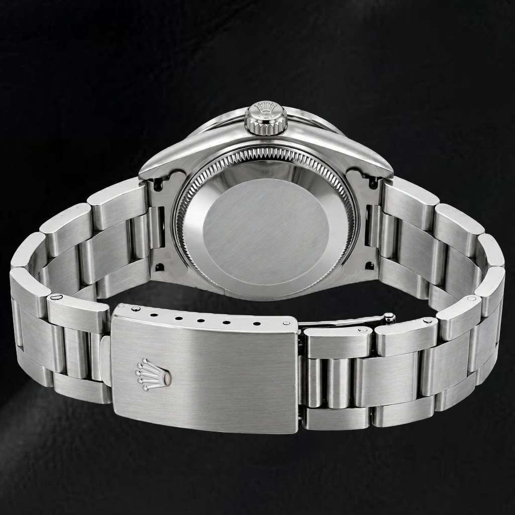 Rolex Oyster Perpetual 26mm 76030 Black Arabic Dial Diamond Bezel Watch