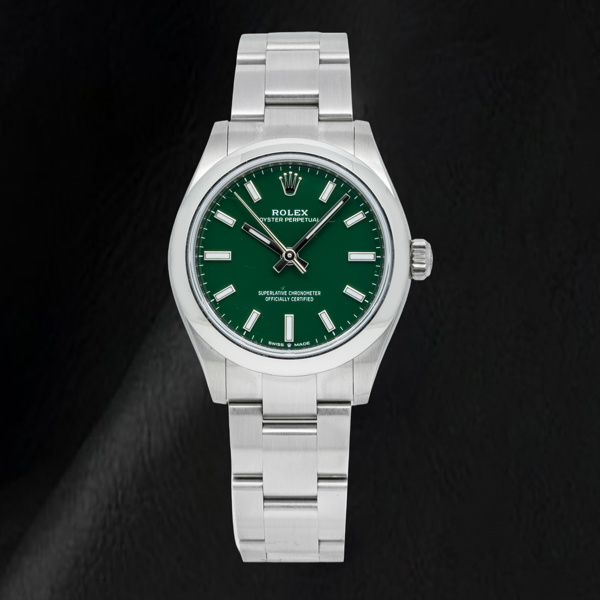 Rolex Oyster Perpetual 277200 31mm Green Dial Smooth Bezel Stainless Steel Watch