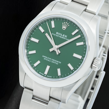 Rolex Oyster Perpetual 277200 31mm Green Dial Smooth Bezel Stainless Steel Watch