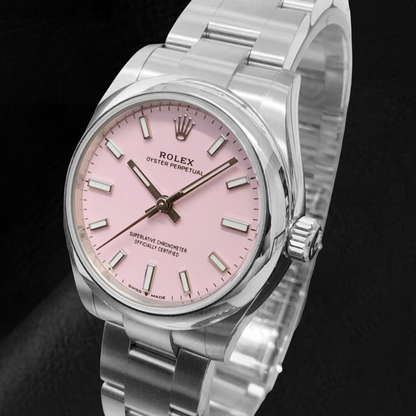 Rolex Oyster Perpetual 31mm Candy Pink Luminous Dial Stainless Steel Men's Watch