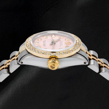 Rolex Oyster Perpetual 67193 26mm Pink Diamond Dial Two Tone Jubilee Bracelet