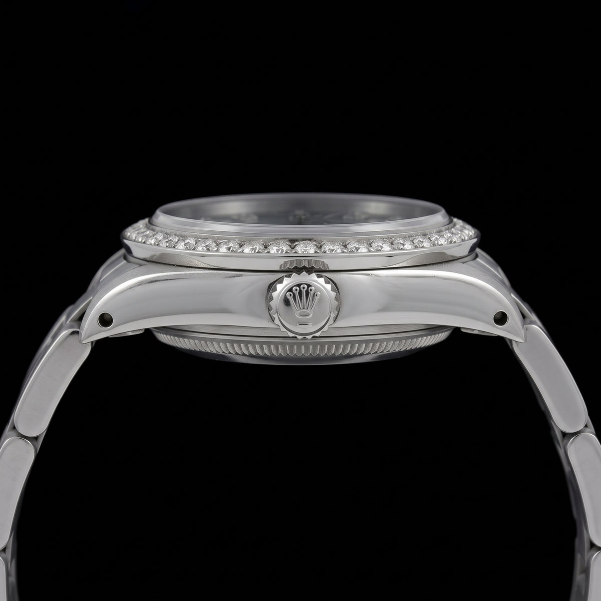 Rolex Oyster Perpetual 67480 31mm Blue Mother of Pearl Diamond Dial Stainless Steel