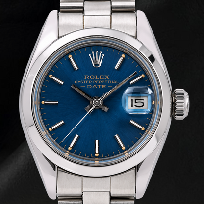 Rolex Oyster Perpetual 76094 26mm Blue Stick Dial Stainless Steel Watch