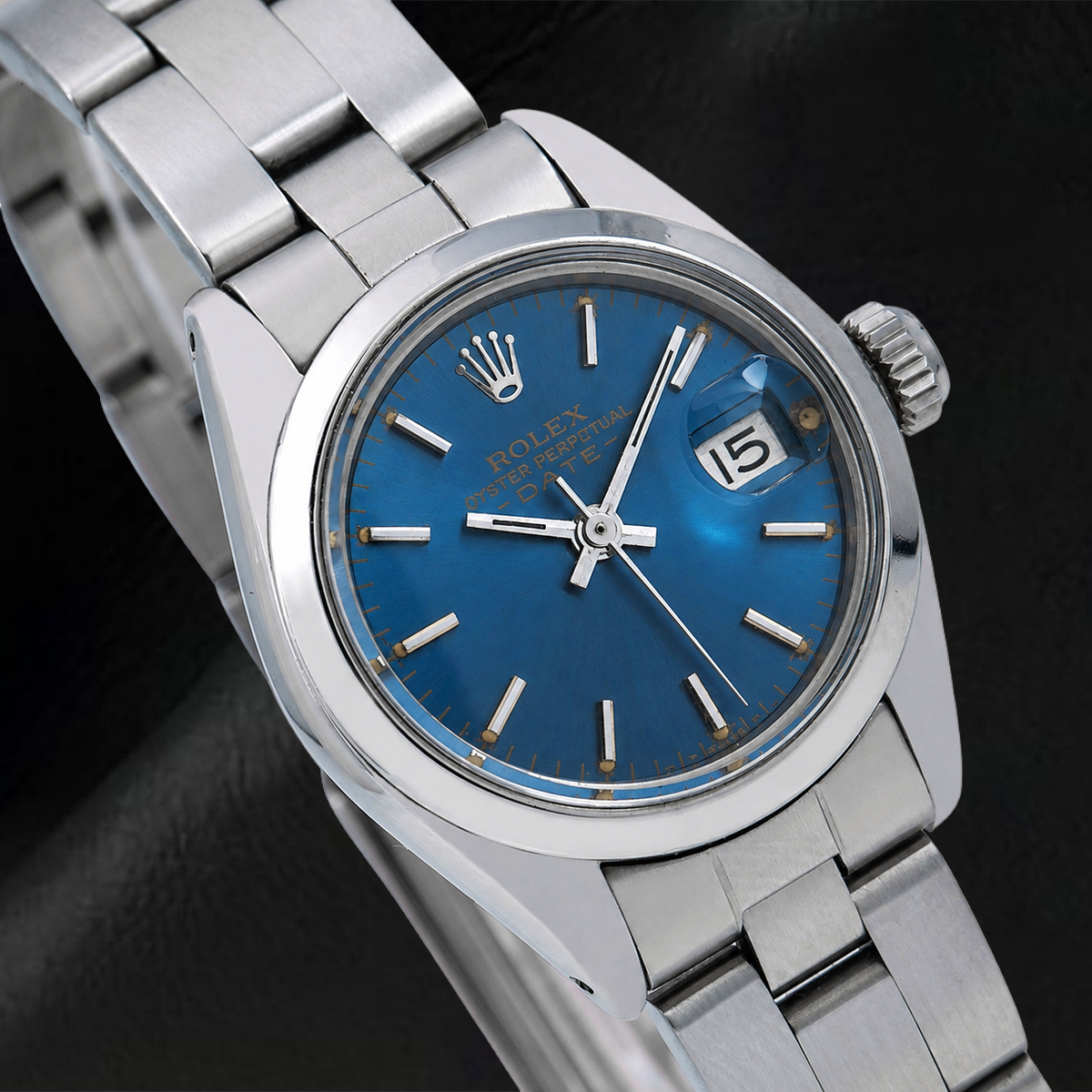 Rolex Oyster Perpetual 76094 26mm Blue Stick Dial Stainless Steel Watch