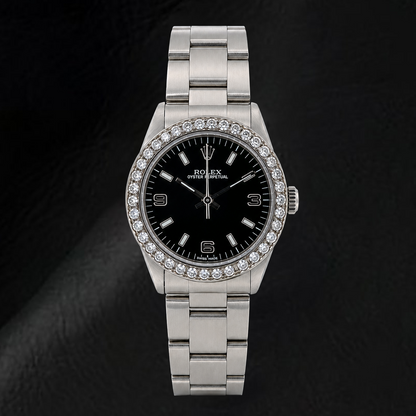 Rolex Oyster Perpetual 77080 31mm Black Arabic Dial Stainless Steel Watch