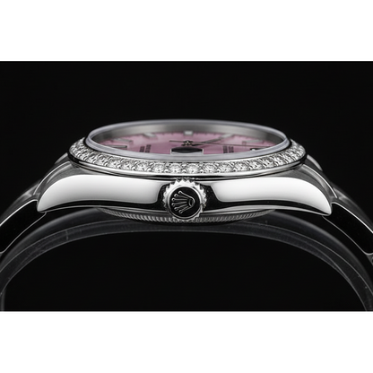 Rolex Oyster Perpetual Iced Bezel Stainless Steel Ladies Watch