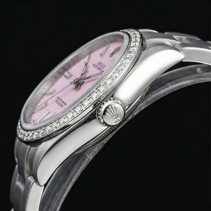 Rolex Oyster Perpetual Iced Bezel Stainless Steel Ladies Watch