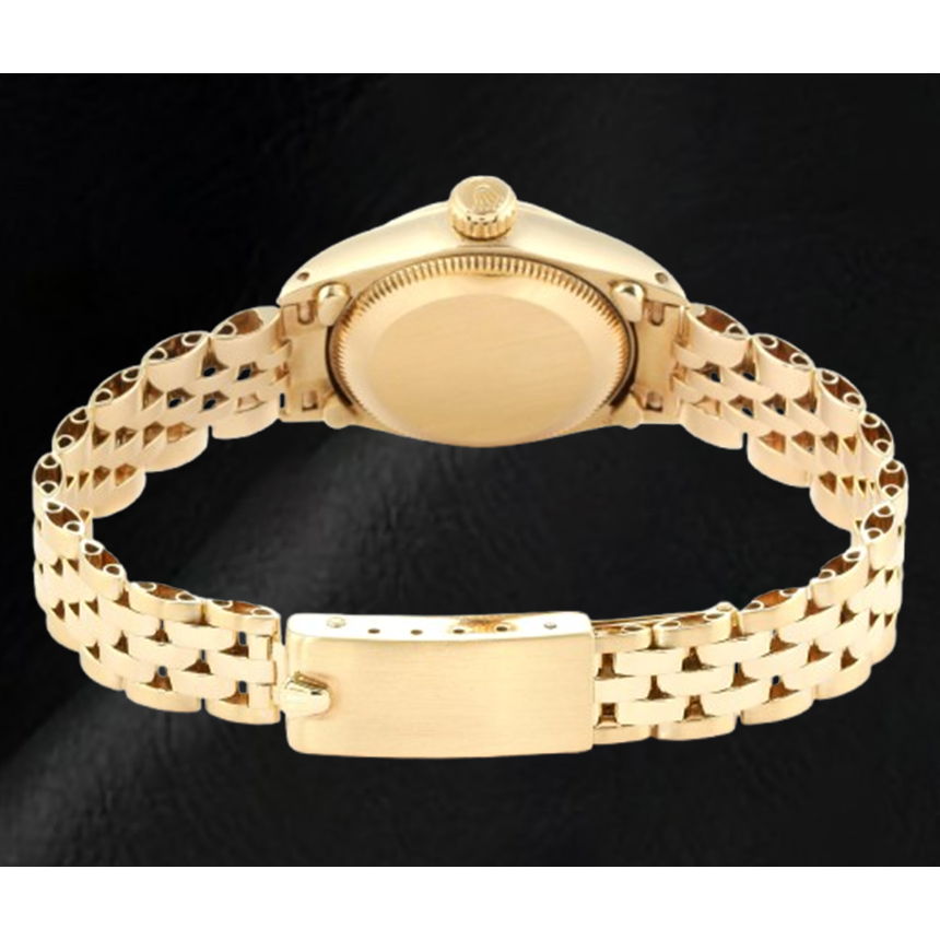 Rolex Oyster Prepetual Silver Stick Dial 24 mm Yellow Gold Ladies Watch