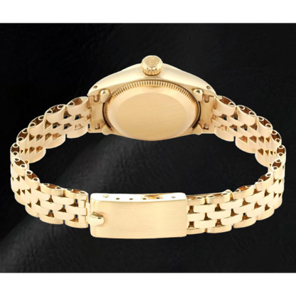 Rolex Oyster Prepetual Silver Stick Dial 24 mm Yellow Gold Ladies Watch