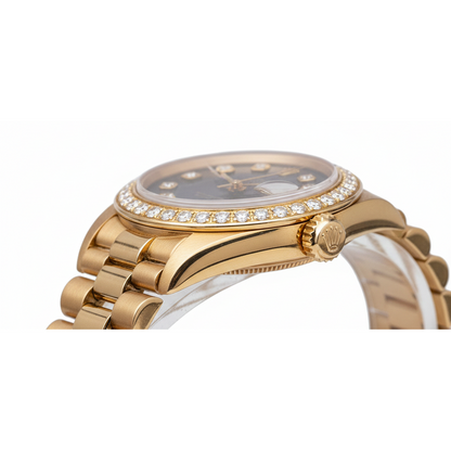 Rolex President Style Watch Blue Diamond Dial Bezel Datejust Yg