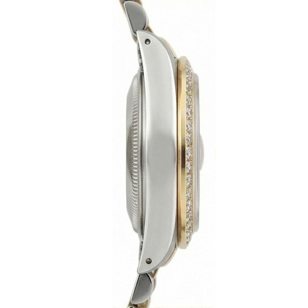 Rolex Silver Diamond Dial Datejust Women Watch Two Tone Bracelet