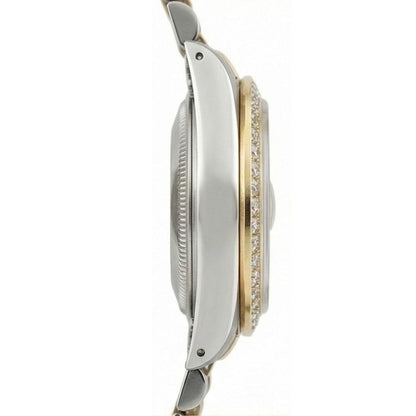 Rolex Silver Diamond Dial Datejust Women Watch Two Tone Bracelet