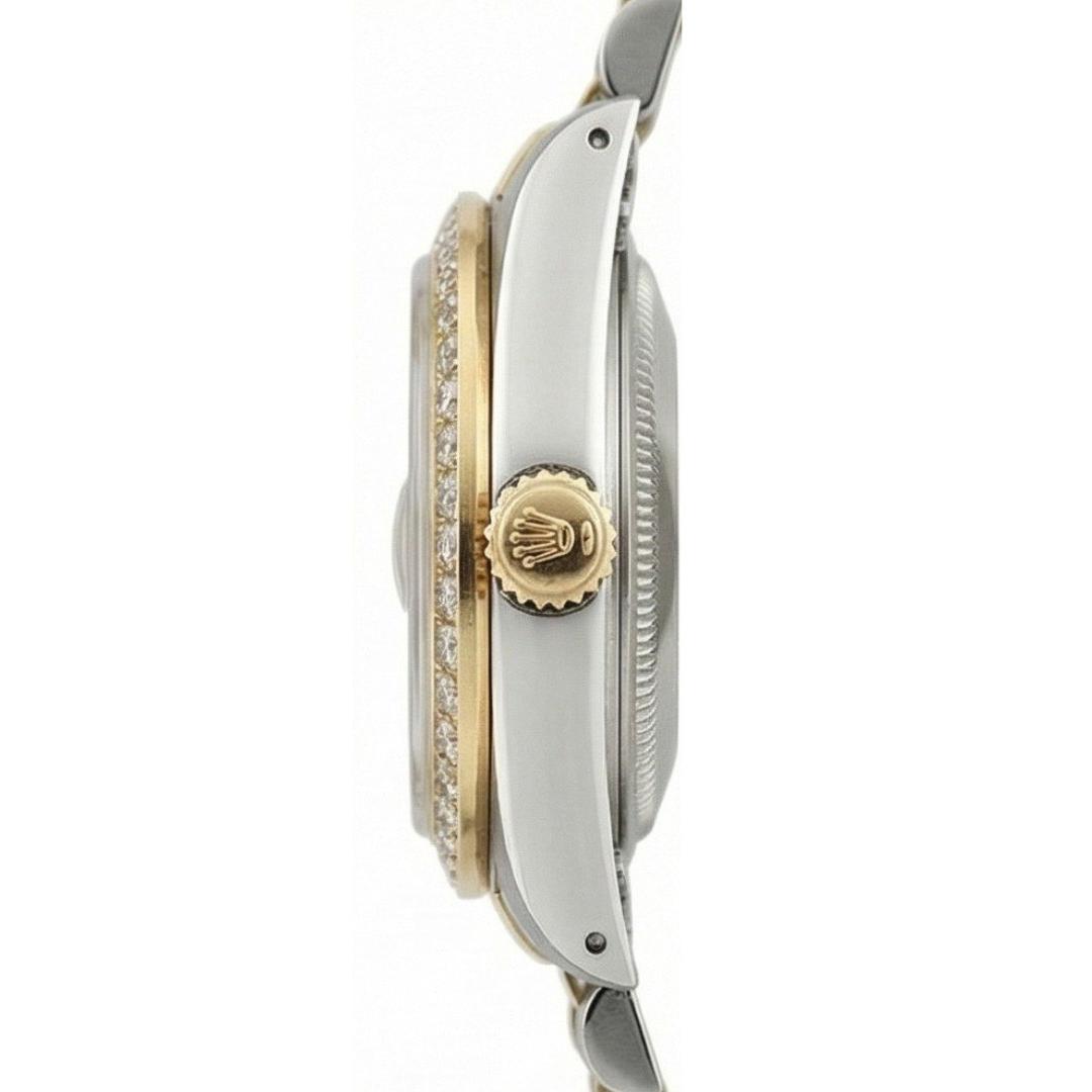 Rolex Silver Diamond Dial Datejust Women Watch Two Tone Bracelet