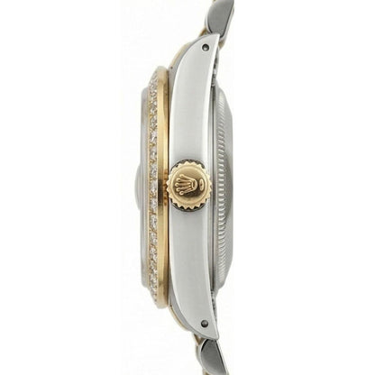 Rolex Silver Diamond Dial Datejust Women Watch Two Tone Bracelet
