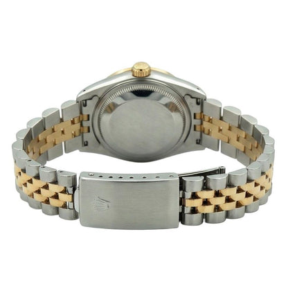 Rolex Silver Natural Earth Mined Diamond Dial Datejust Women Watch Two Tone Bracelet