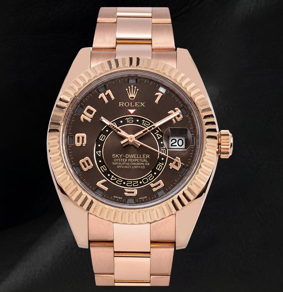 Rolex Sky Dweller 326935 42mm Chocolate Arabic Dial Rose Gold Watch