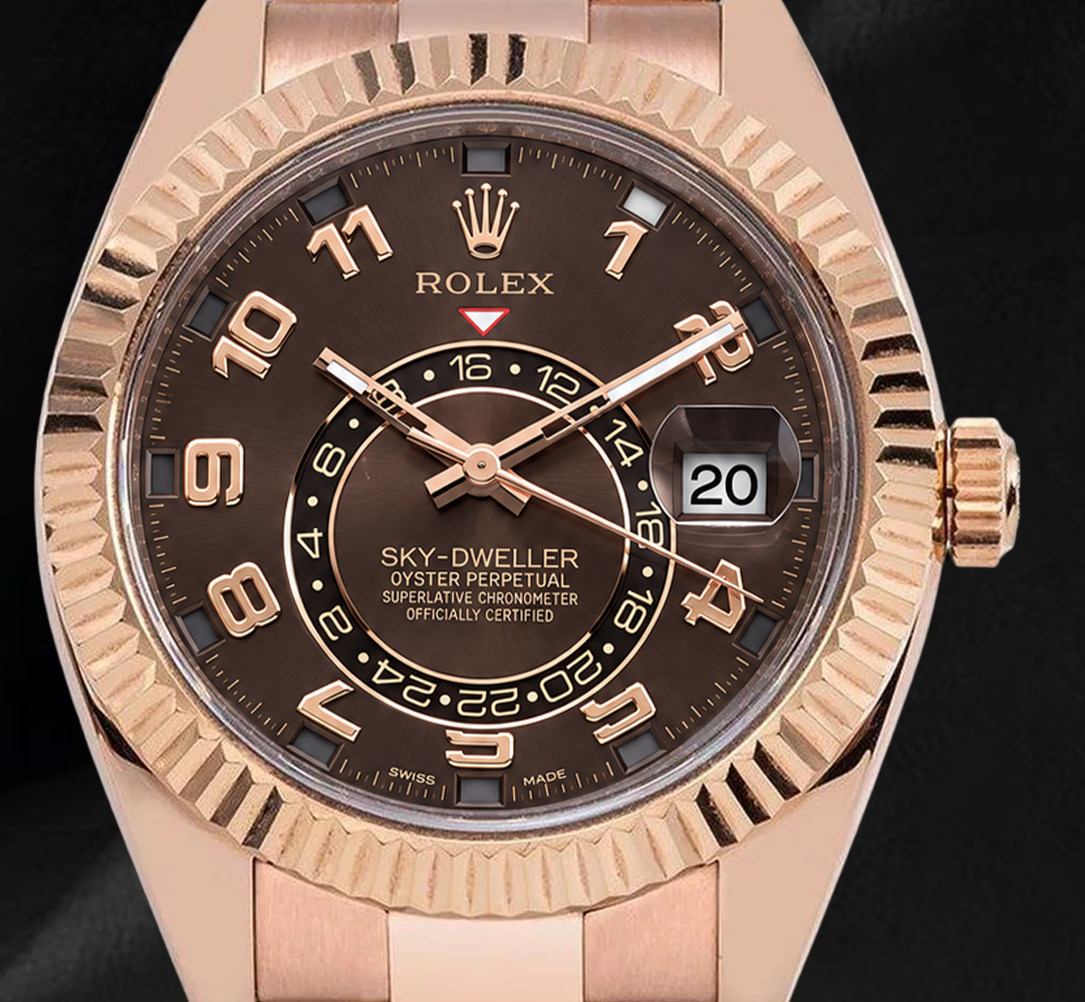Rolex Sky Dweller 326935 42mm Chocolate Arabic Dial Rose Gold Watch