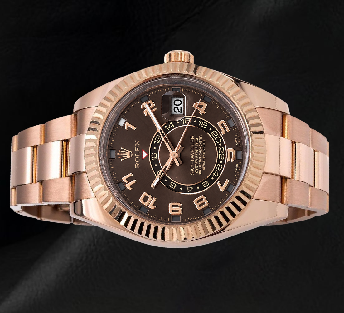 Rolex Sky Dweller 326935 42mm Chocolate Arabic Dial Rose Gold Watch