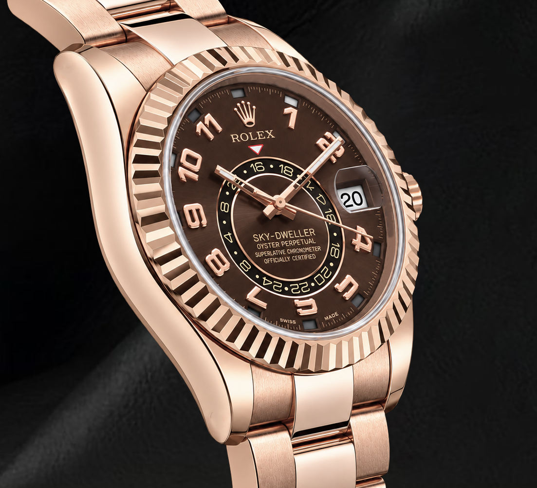 Rolex Sky Dweller 326935 42mm Chocolate Arabic Dial Rose Gold Watch