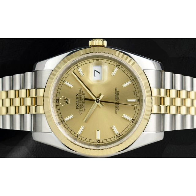 Rolex Stick Dial Datejust Men Watch Ss & Gold Jubilee Bracelet QUICK SET