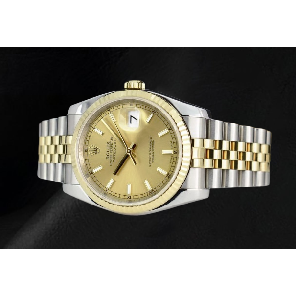 Rolex Stick Dial Datejust Men Watch Ss & Gold Jubilee Bracelet QUICK SET