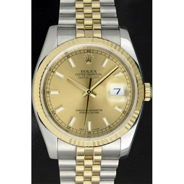 Rolex Stick Dial Datejust Men Watch Ss & Gold Jubilee Bracelet QUICK SET