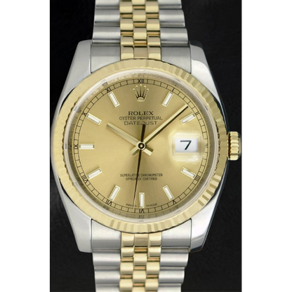 Rolex Stick Dial Datejust Men Watch Ss & Gold Jubilee Bracelet QUICK SET