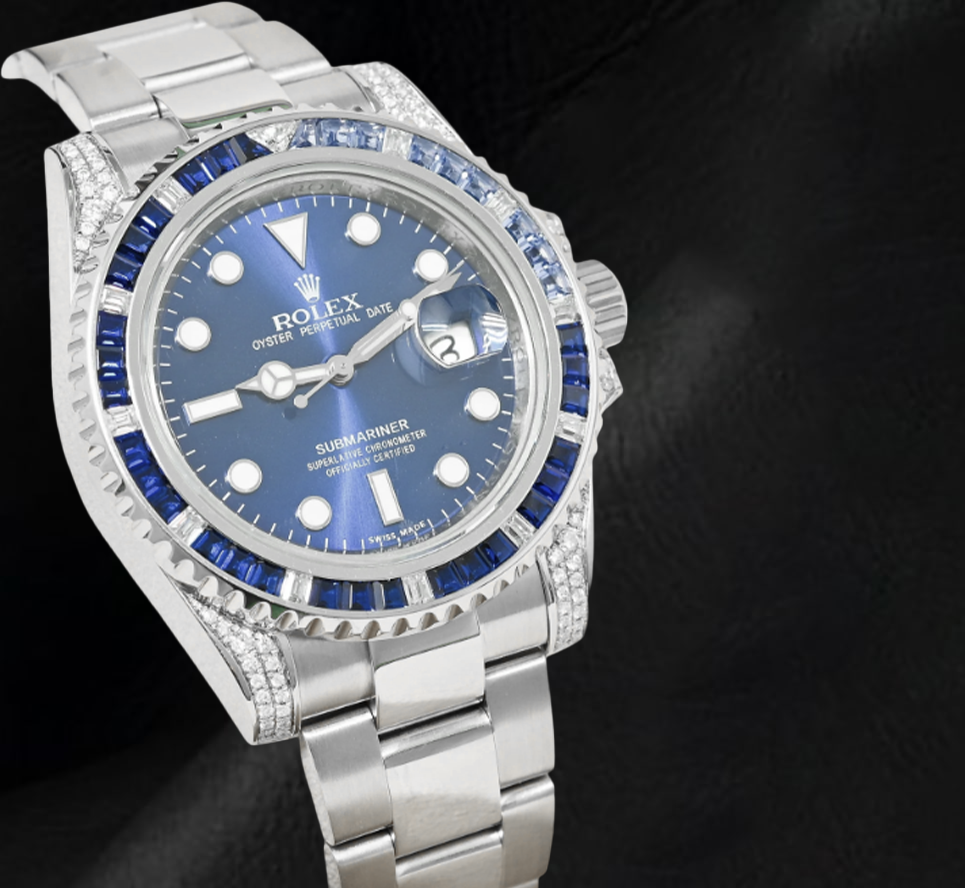Rolex Submariner 116610LN Date 40mm Diamond With Blue Sapphire Bezel Stainless Steel Watch