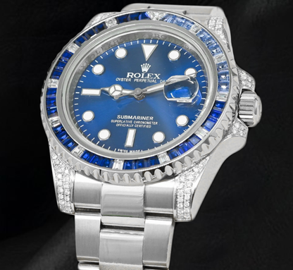 Rolex Submariner 116610LN Date 40mm Diamond With Blue Sapphire Bezel Stainless Steel Watch