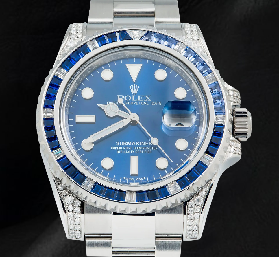 Rolex Submariner 116610LN Date 40mm Diamond With Blue Sapphire Bezel Stainless Steel Watch