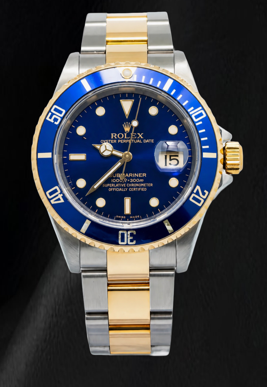 Rolex Submariner Date 16613 40mm Blue Luminous Dial Two Tone Watch