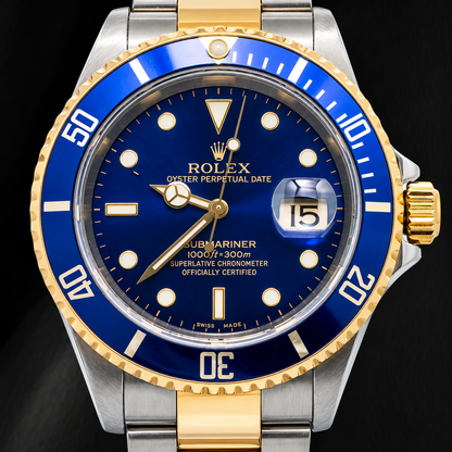 Rolex Submariner Date 16613 40mm Blue Luminous Dial Two Tone Watch