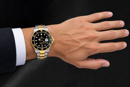 Rolex Submariner Date 16803 40MM Black Dial Two Tone Watch