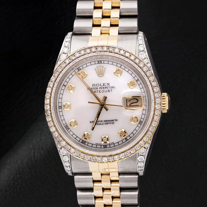 Rolex Two Tone Jubilee Bracelet Watch 36 Mm Dj White Diamond Dial Bezel