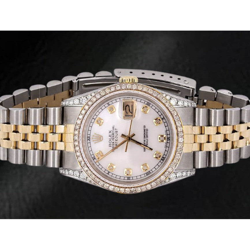 Rolex Two Tone Jubilee Bracelet Watch 36 Mm Dj White Diamond Dial Bezel