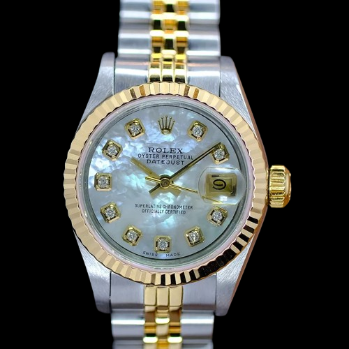 Rolex White Diamond Dial Datejust Lady Watch Ss & Yellow Gold