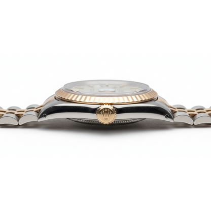 Rolex White Stick Dial Very Fine Ladies Yellow Gold Watch Jubilee