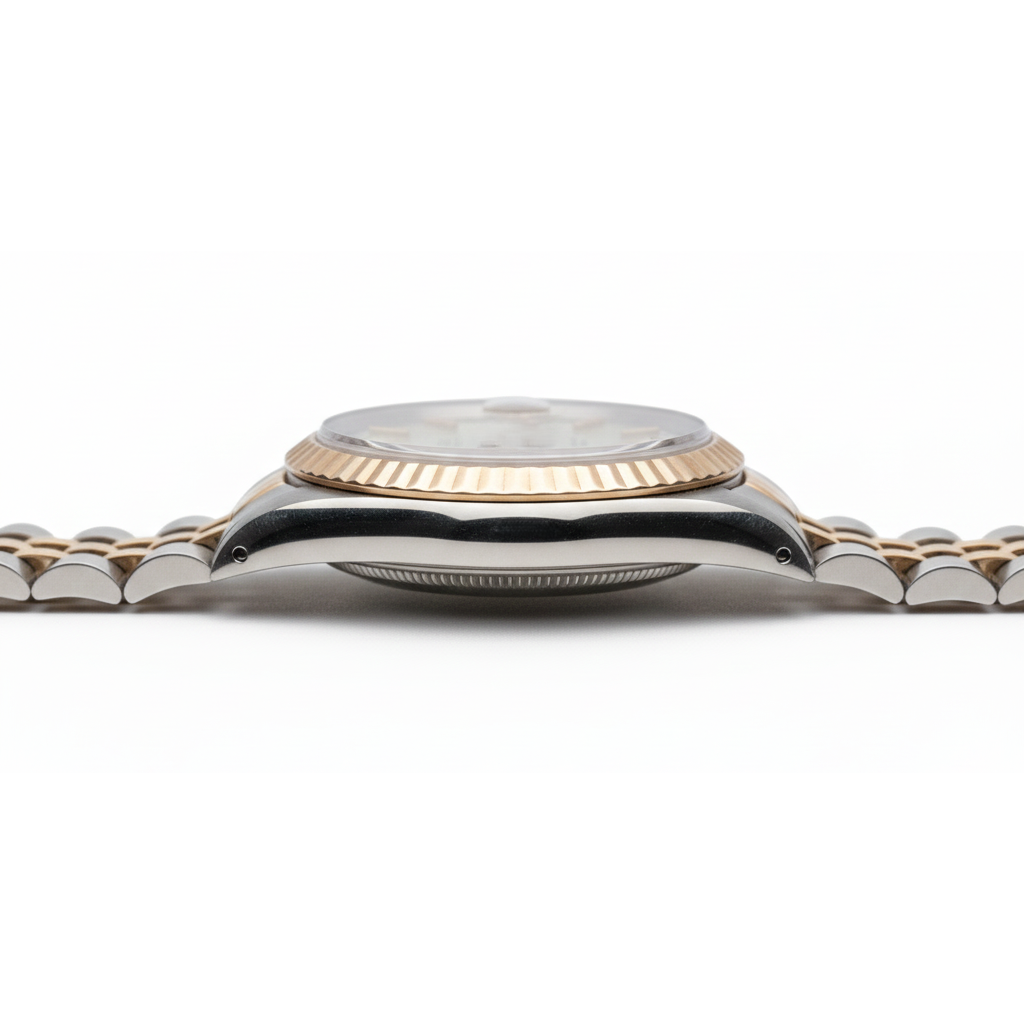 Rolex White Stick Dial Very Fine Ladies Yellow Gold Watch Jubilee