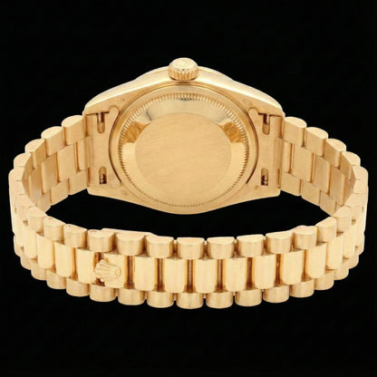 Rolex Women President Style Watch Yellow Gold Diamond Mop Dial