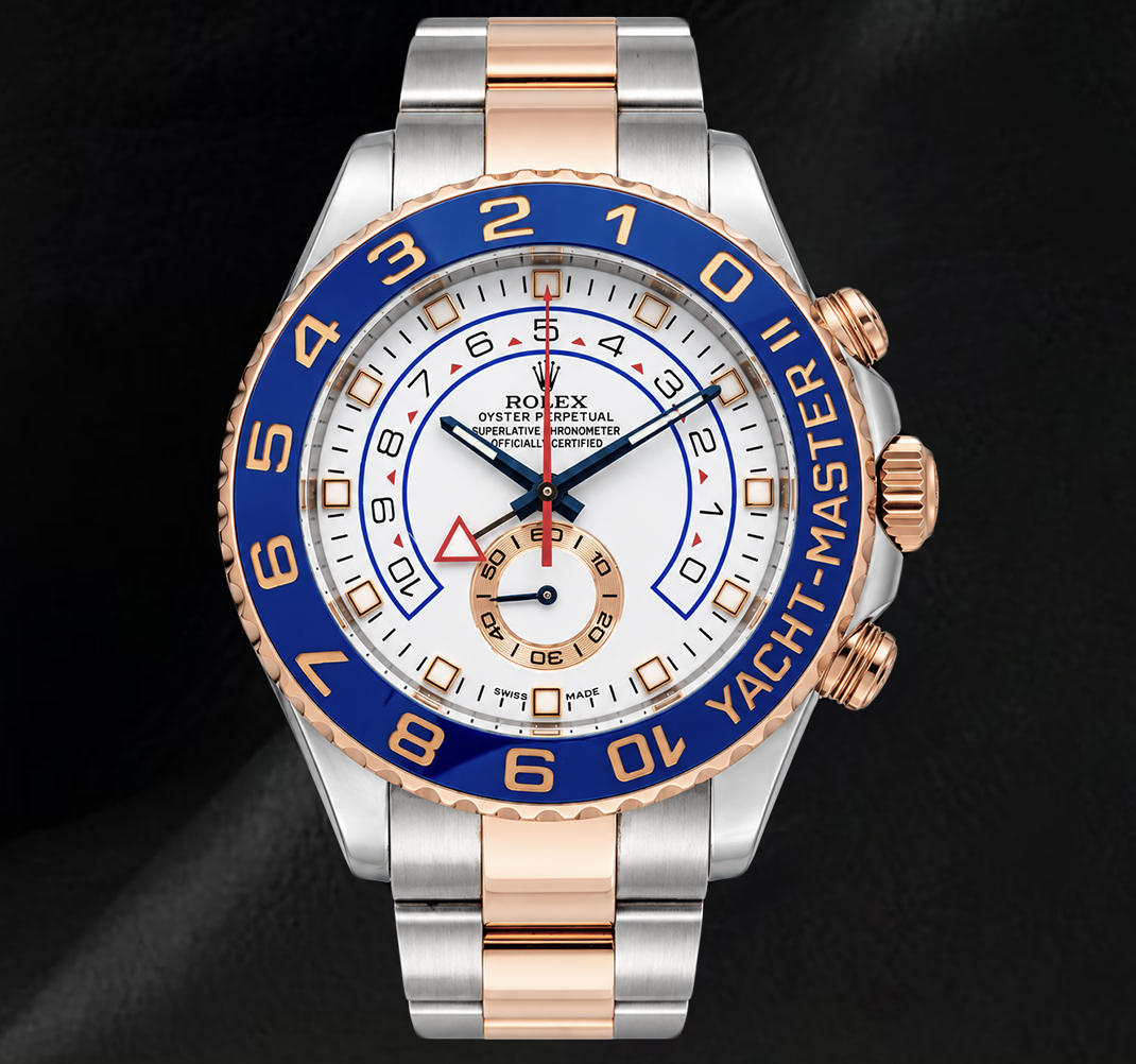 Rolex Yacht Master II 116681 44mm White Dial Blue Ceramic Bezel Two Tone Watch